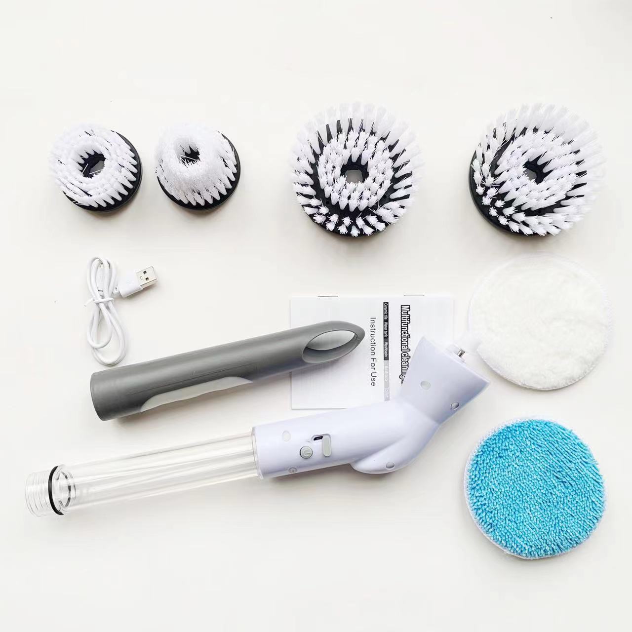 Y cepillo de limpieza eléctrico multifuncional inalámbrico para baño, mango largo de mano, limpieza telescópica giratoria automática, cepillo para baño