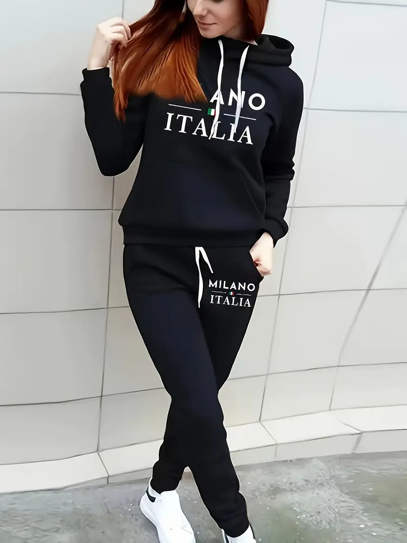 Conjunto de sudadera con capucha y pantalón - set loungewear_voghion.com