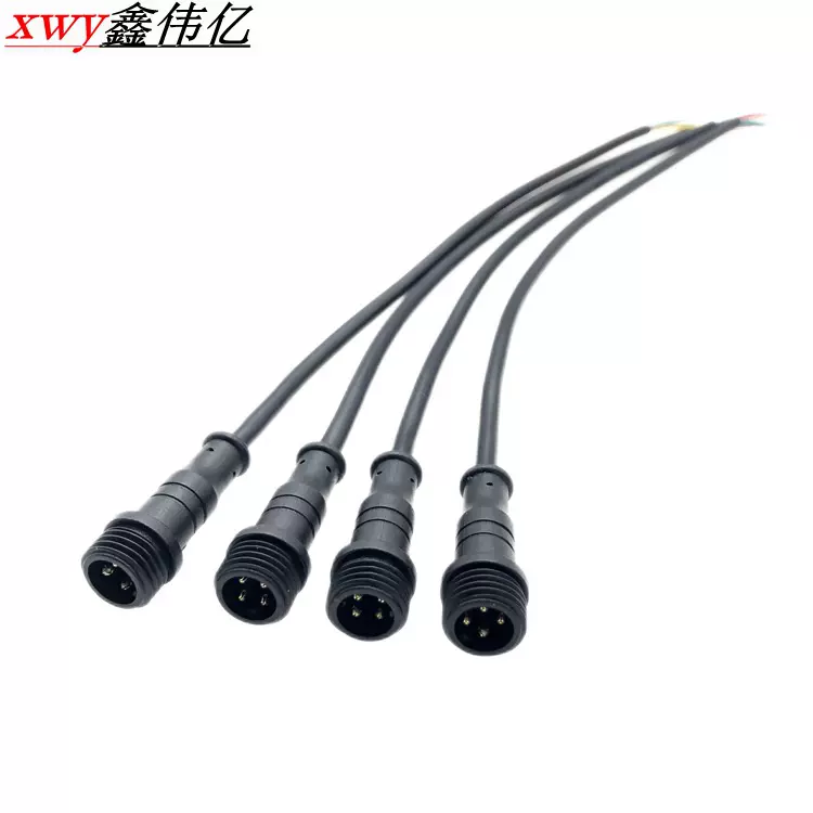 4p电缆防水接头1.0针1.5针端子阻燃耐高温电线24AWG防水公母插头