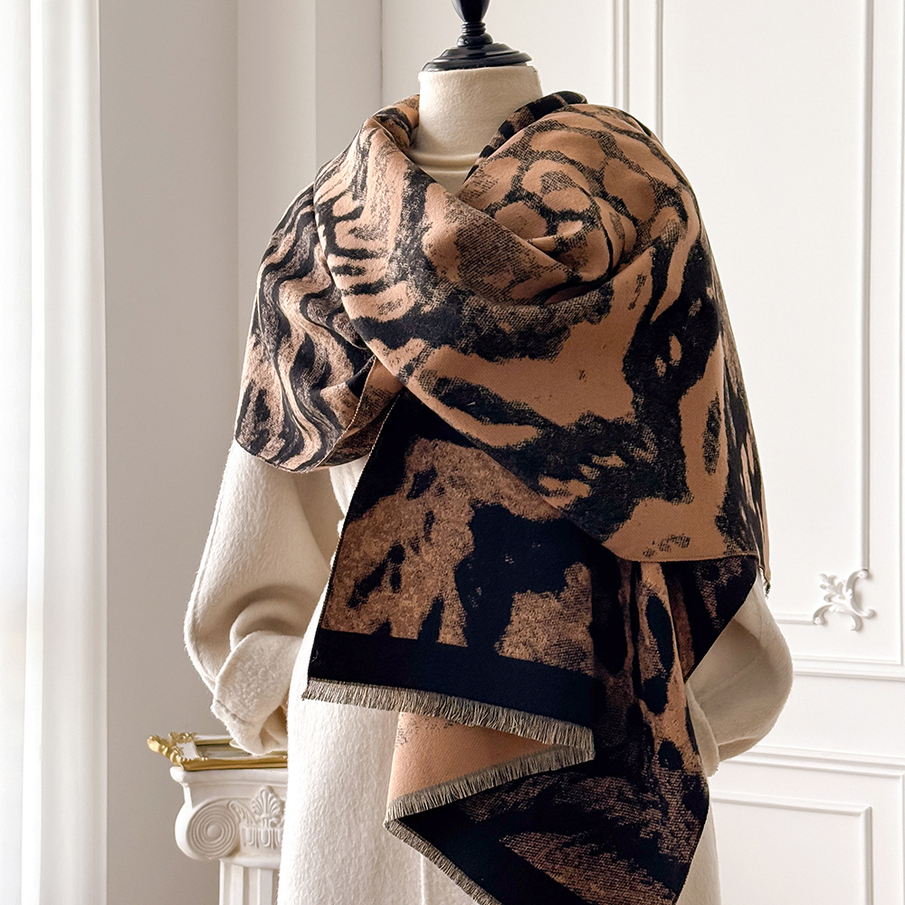 Nuevo paisaje Jacquard imita bufandas de cachemir para mujeres con aire acondicionado sala de chal de otoño y invierno grueso calentamiento largo babillo transfronterizo