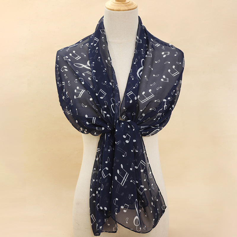 60g Weight Scarf Classification Daily Occasion Chiffon Material Color Block, Leopard, Notes Pattern All Seasons Season Women's Gender Elegant, Simple Style Style Women's Elegant Simple Style Color Block Leopard Notes Chiffon Scarf 10