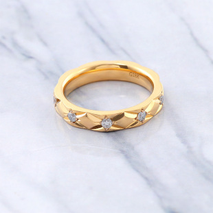 Plain circle elegant men's ring women's ring inlay cultivation diamond universal 18k real gold tail ring factory wholesale