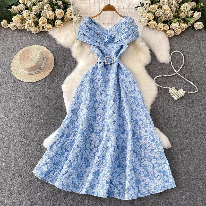 Noble Wedding Dress for Women, Fashionable and Elegant with a Shawl, V-Neck Dress, Finely Crafted Jacquard, Waist-Cinching Long Gown Noble Wedding Dress for Women, Fashionable and Elegant with a Shawl, V-Neck Dress, Finely Crafted Jacquard, Waist-Cinching Long Gown