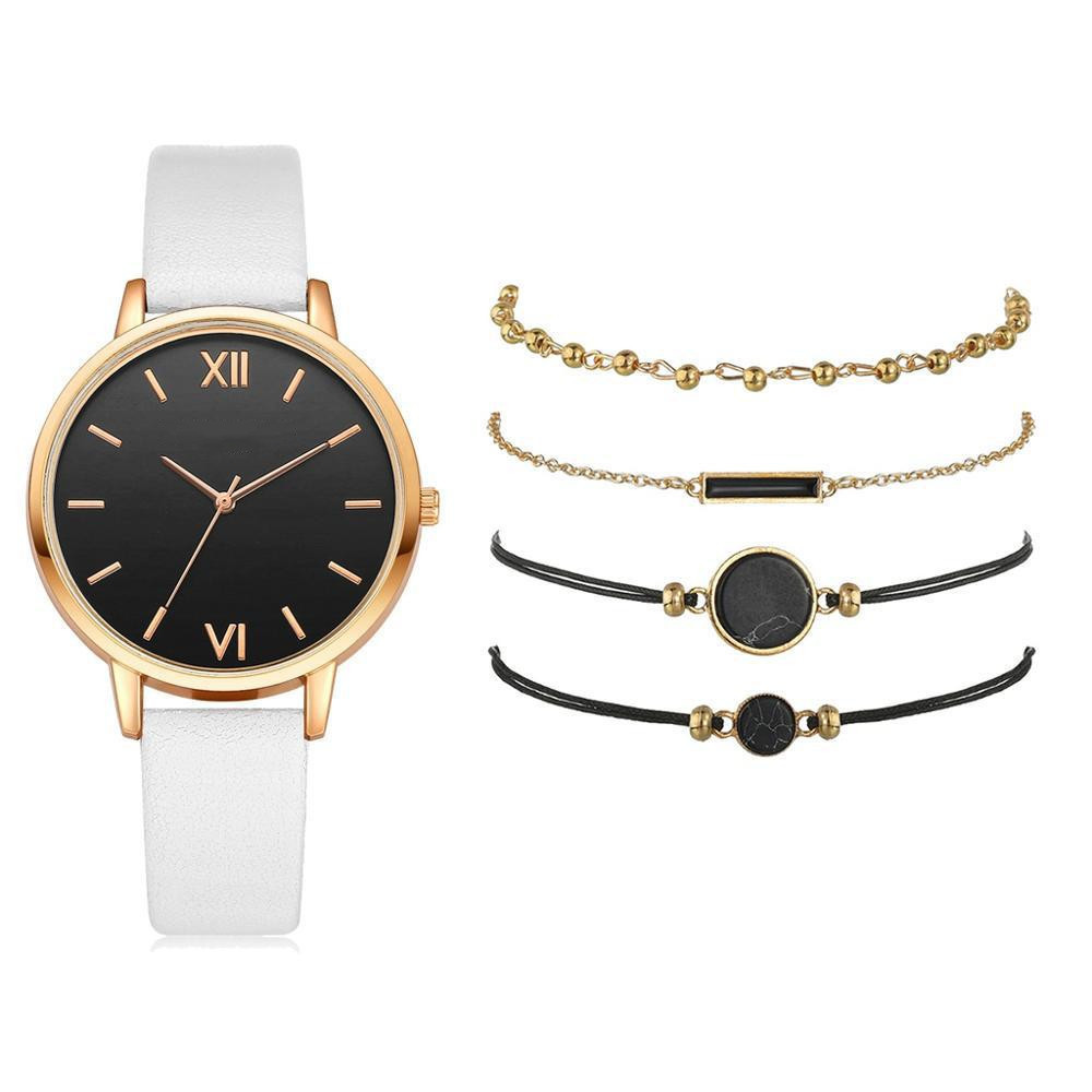 ins new minimalist watch set quartz watch trend pu strap ladies watch strap bracelet set_voghion.com