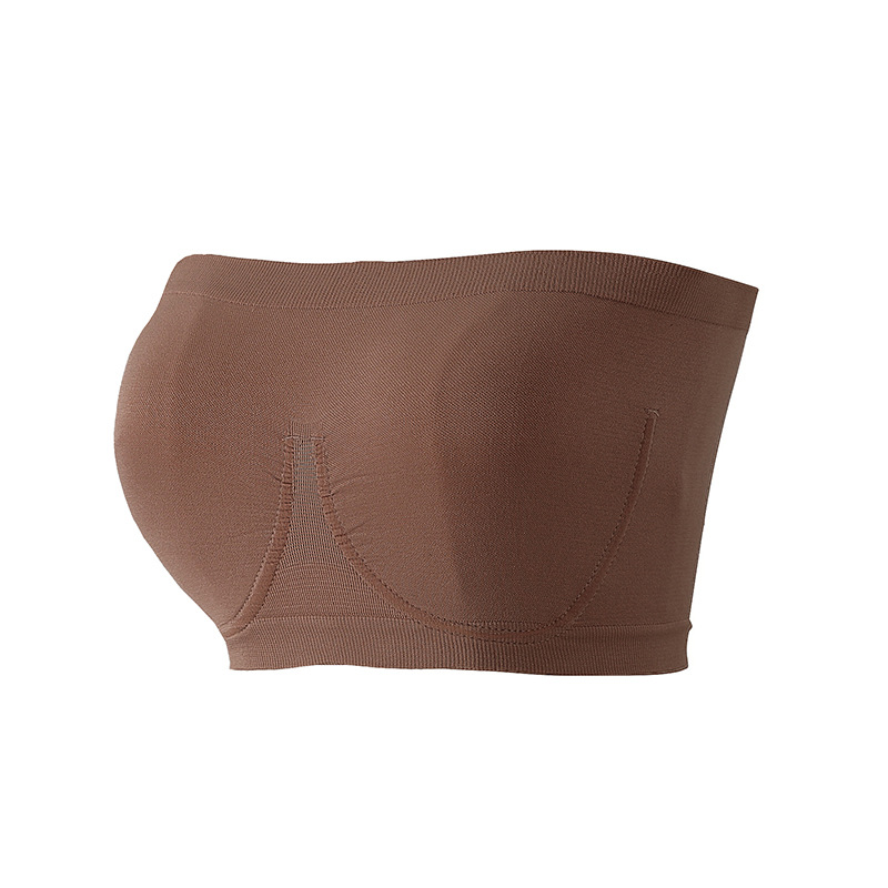 thumbnail image 1 of Sujetador de tubo con borde de acero de imitación sin costuras de talla grande para mujer Sujetador de tubo sin tirantes con borde de acero de tela verde Talla grande para mujer, 1 of 5