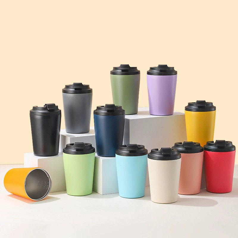 Amazon 12OZ кофейная чашка 304 из нержавеющей стали внутренний вкладыш с шкалой изоляции чашка портативный флип автомобильная молочная чашка