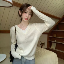 秋冬季2024新款假两件内搭打底毛衣外穿女士小香风针织衫杏色上衣