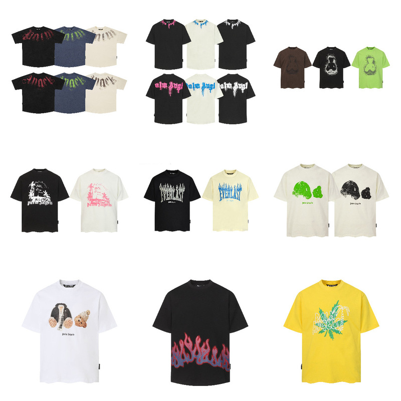26S cross-border European and American trendy brand Palm Angels short-sleeve t-shirt with decapitated bear letter print, unisex high street style