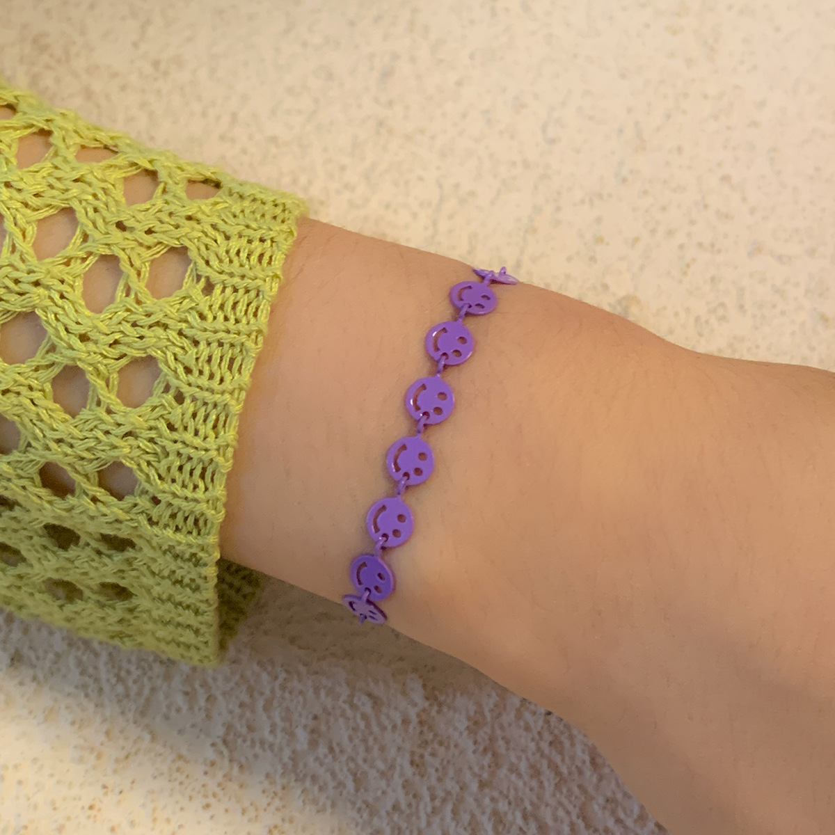 Simple Style Smiley Face Copper Spray Paint Splicing Bracelets Choker