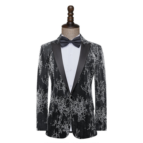 jazz dance singers host performance blazers gold blue silver coat for man on the male singer presided over people dress suit stage bars nightclubs jacquard suit jacket