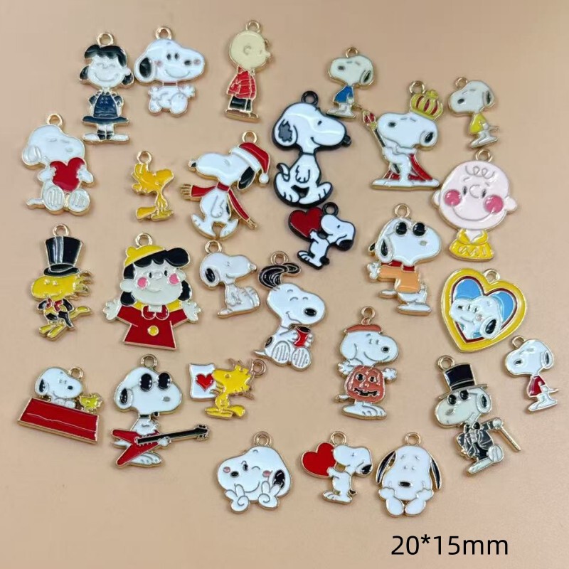 Snoopy DIY Jewelry Pendant Accessories Alloy Oil Drop Earrings Keychain Necklace Pendant Accessories Wholesale