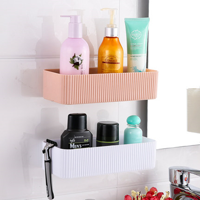Plastic Storage Rack Seamless Paste Non-Punch Storage Box Storage Basket Kitchen Bathroom Finishing Drain Storage Rack