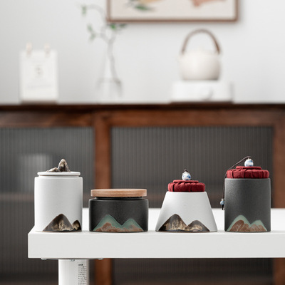 茶叶罐家用陶瓷密封罐便携小号茶仓存茶罐迷你存储罐礼盒logo|ru