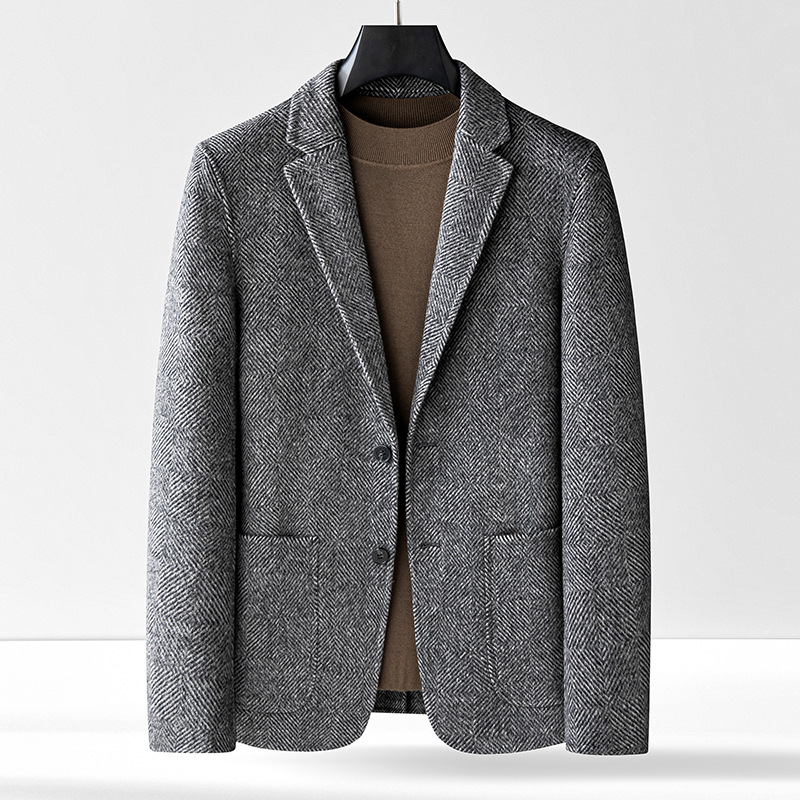 winter business affairs Gentleman High-end Herringbone wool Double-sided it man leisure time suit coat Self cultivation