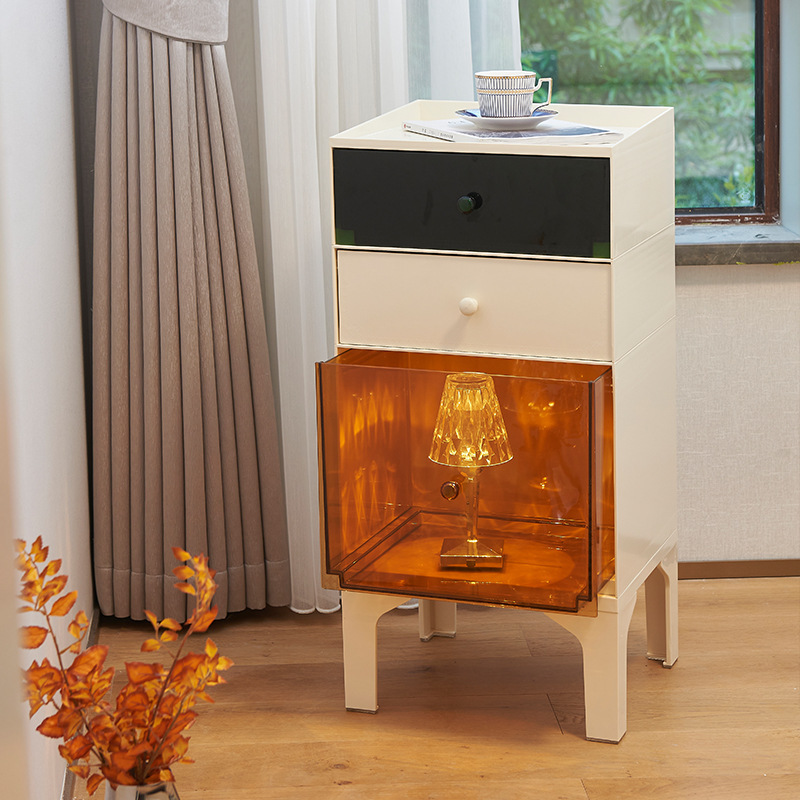 Household Simple Storage Bedroom Bedside Table Nordic Drawer Storage Cabinet Living Room Multi-layer Art Design Storage Cabinet