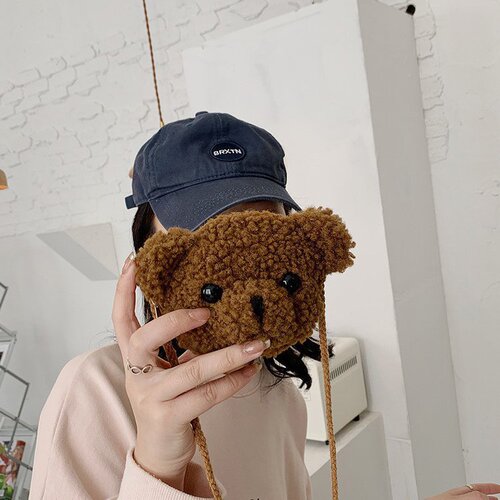 Mini sherpa bear bag 2024 new cartoon cute bear bag single shoulder doll crossbody bag trendy