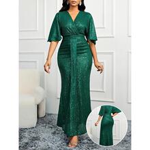 T 42241 Retro Sequin Party Dress ������Ƭ�ۻ�ȹ�羳�¿�ŷ��