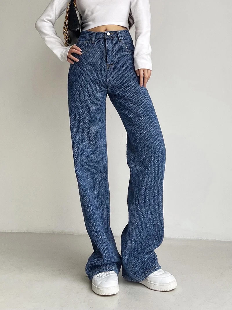 Knitted wide-leg jeans  NSHS35384