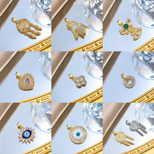 [Copper Real Gold] Advanced Sense Personalized Foreign Trade Cross-border DIY Handmade Jewelry Copper Zirconium Micro Pendant Accessories