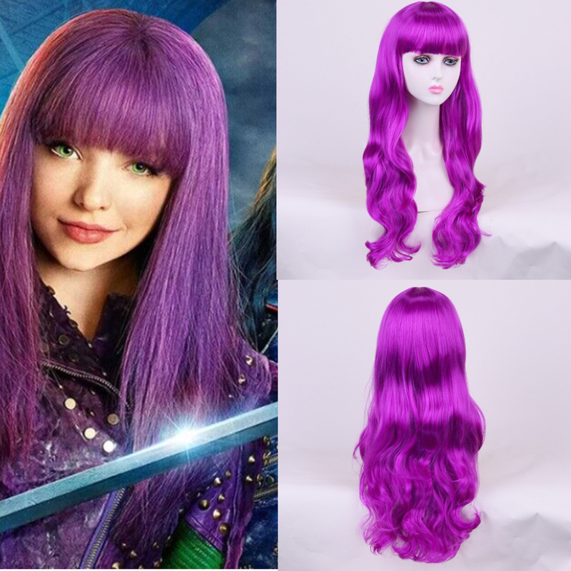 Cosplay Wig Descendants 2 Anime Wig Starlight Successor Mal Long Straight Hair with Bangs Purple Temu