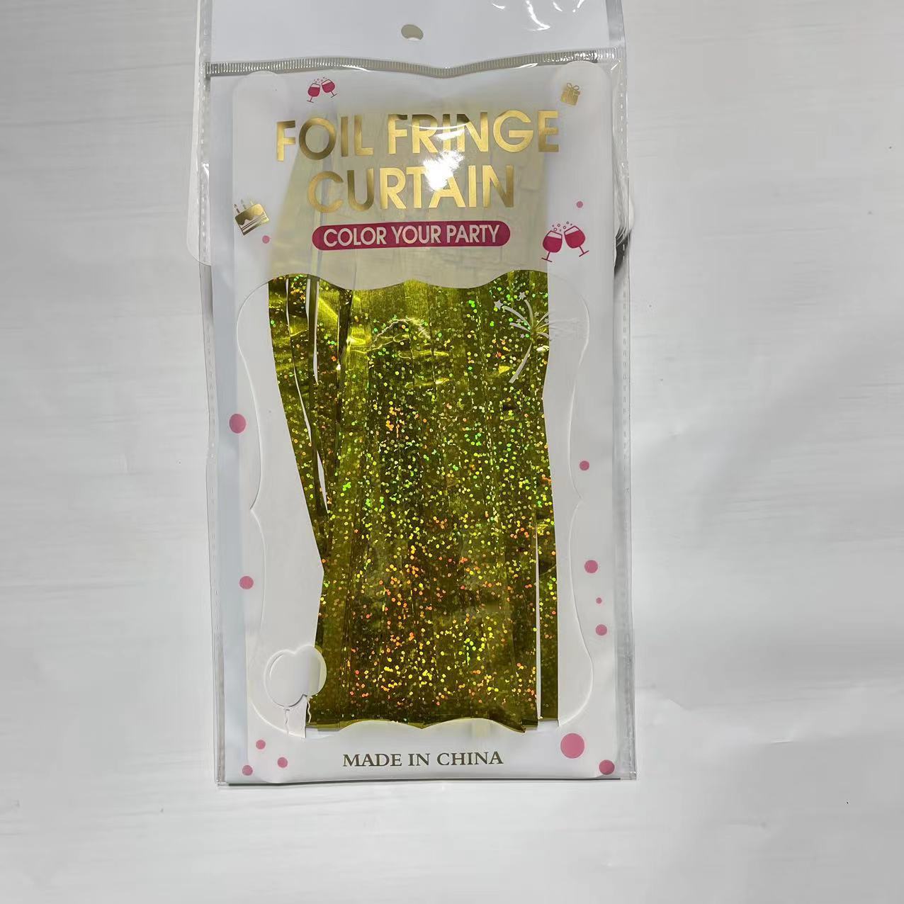 Punto láser de color brillante cortina de seda de lluvia común fabricantes de bordas