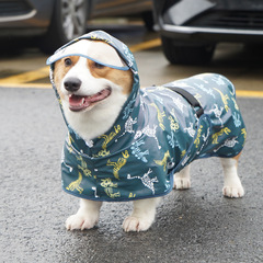 Pet it cute dinosaur dog clothes corgi teddy golden retriever ins pet raincoat poncho poncho Amazon