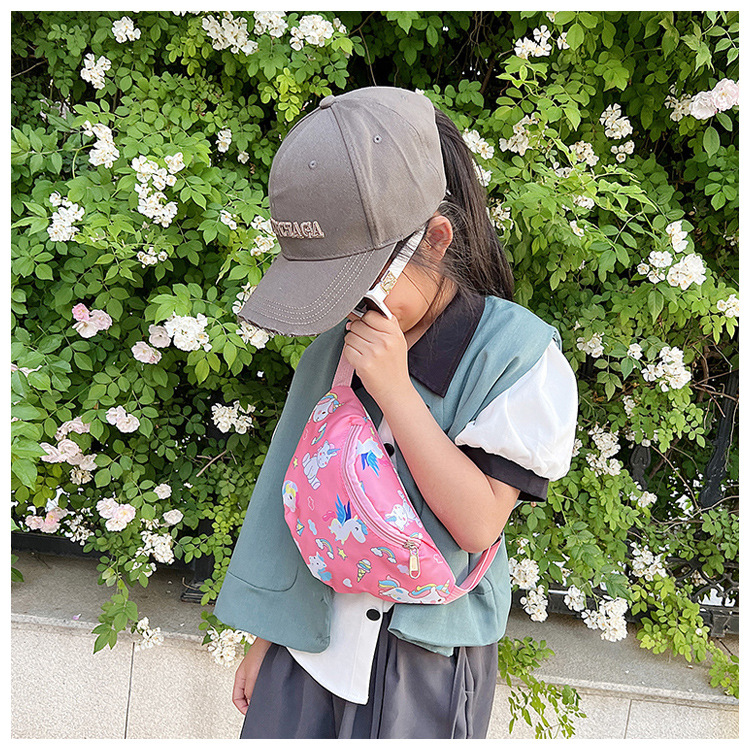 Fashionable boy and girl waist bags, trendy gift bags, children's chest bags, new cartoon dinosaur unicorn single-shoulder crossbody bags undefined