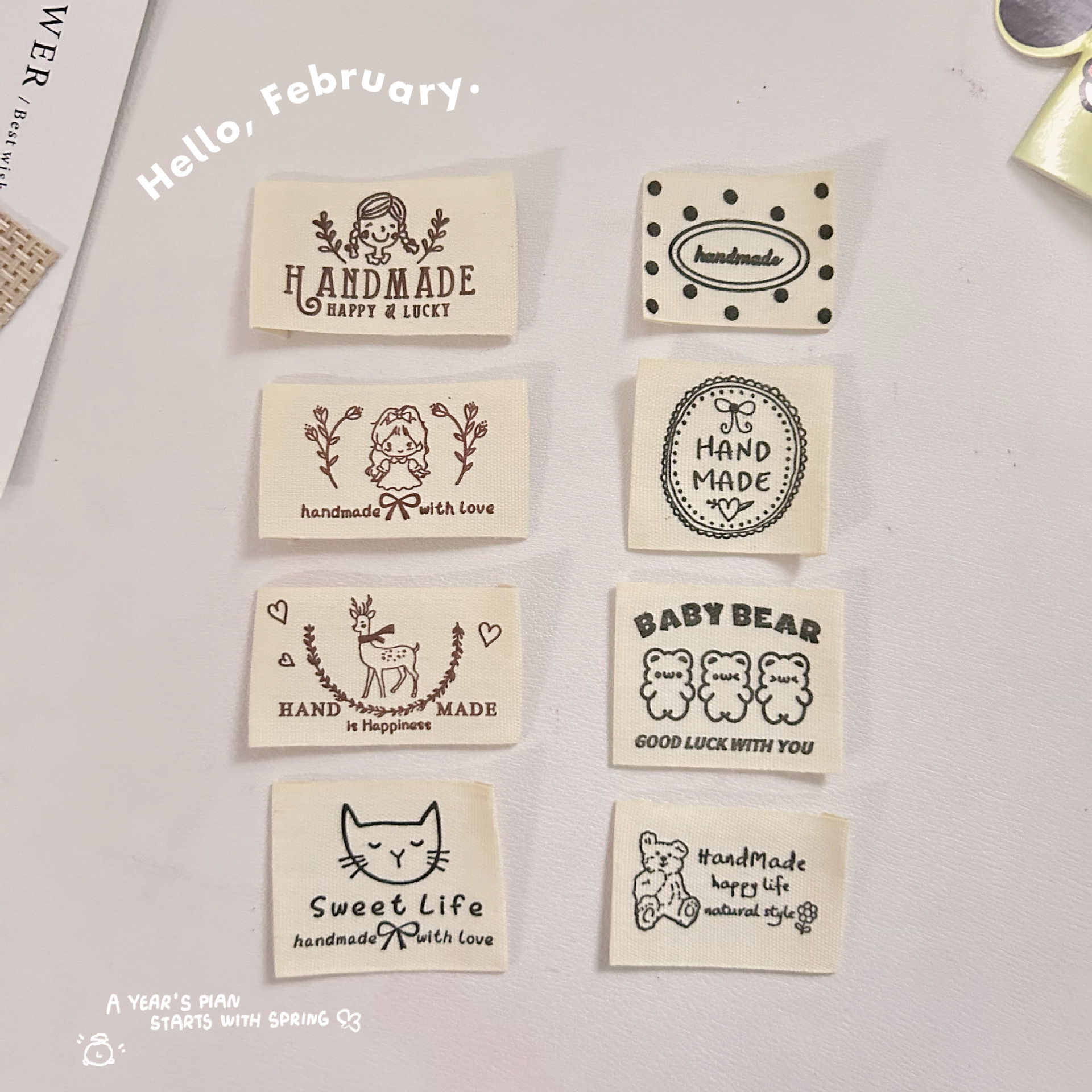 本白纯棉布标手工棉带衣服领标商标标签diy娃衣包包帽子围巾布贴