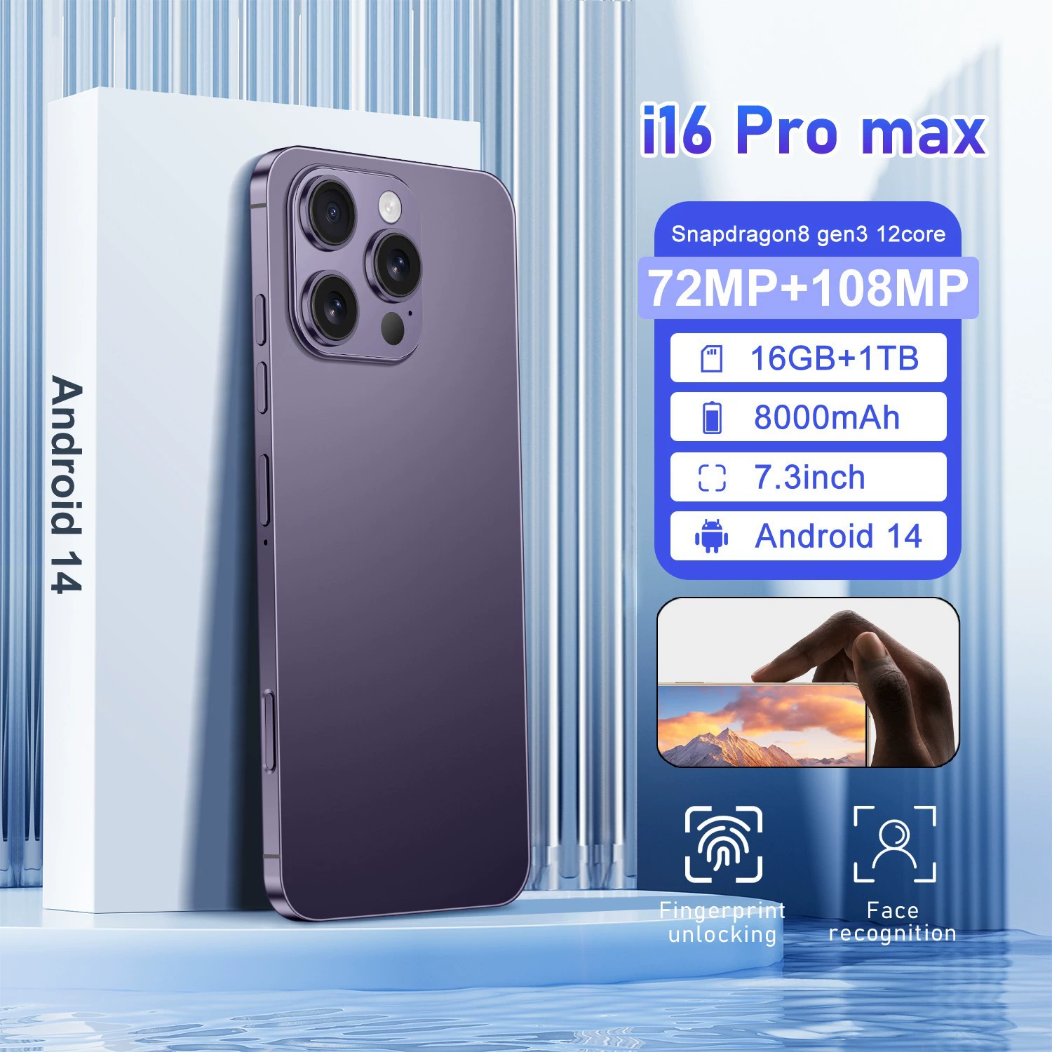 Мобильный телефон Pro, умные часы, Intel Core i16, 16 Pro Max, 4G, G3, Android, 3''