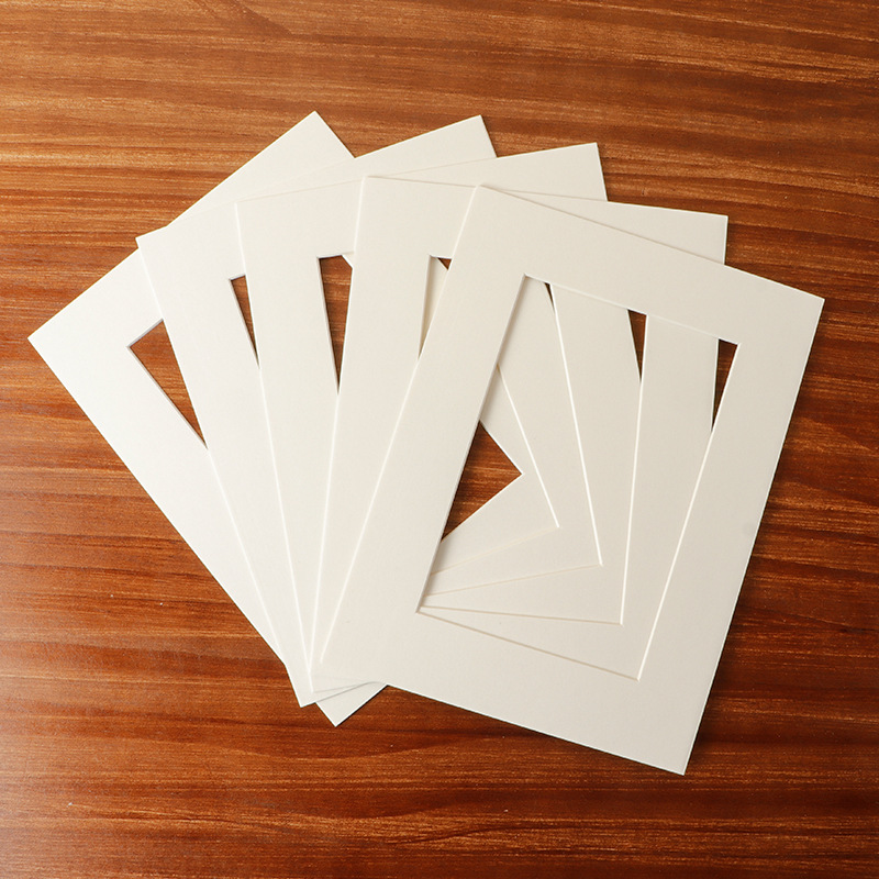 相框用a43镂空卡纸批发画框装裱6寸7寸8寸10寸正方形开孔白色卡纸