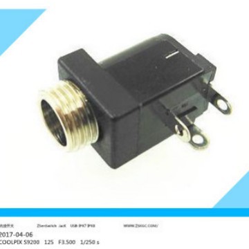 带铜套DC插座3A 带螺牙卧插DC插口3A  大电流DC插座 DC母座大电流