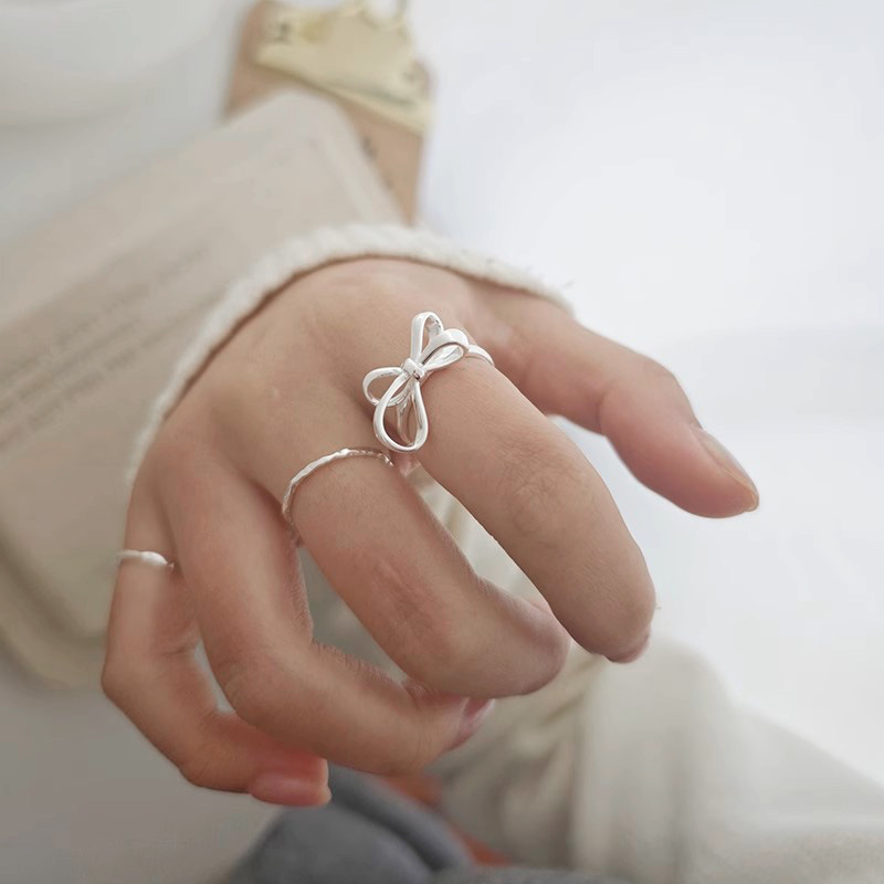 Women's Gender 1 Piece 925 Sterling Silver Bow Knot Open Rings
