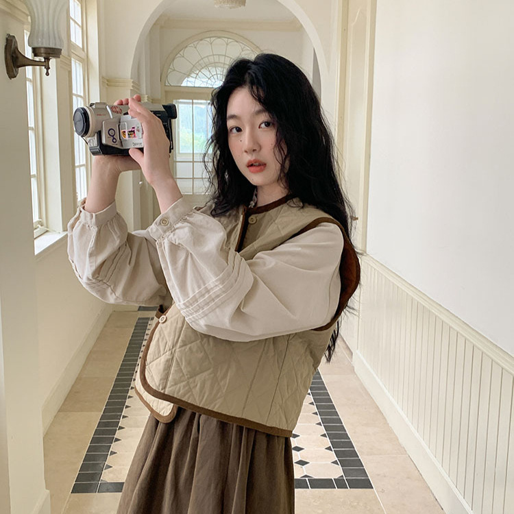(2개) 리얼 샷 2025 봄 새로운 일본 문학 작은 신선한 코듀로이 긴 소매 셔츠 여성 디자인 감각 셔츠 탑