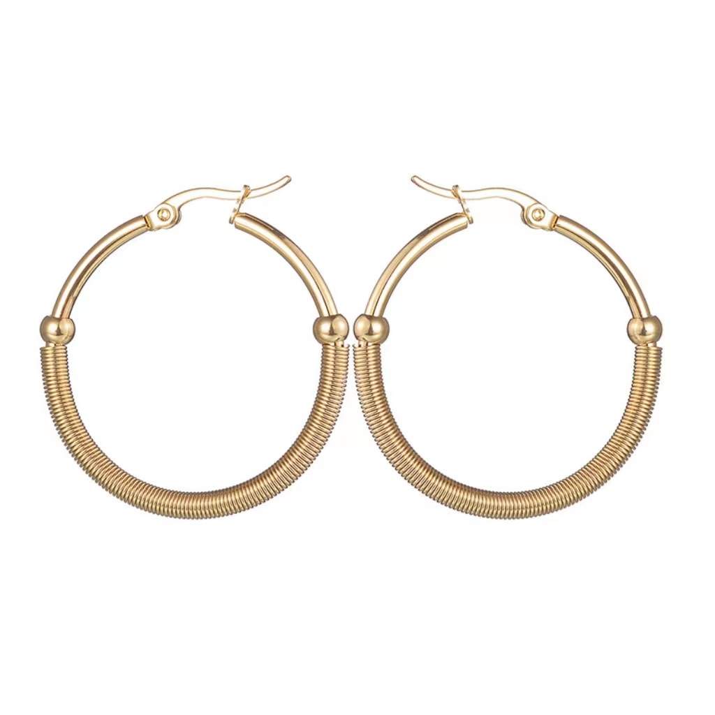 Women's Gender 1 Pair Simple Style Solid Color Plating Stainless Steel Hoop Earrings