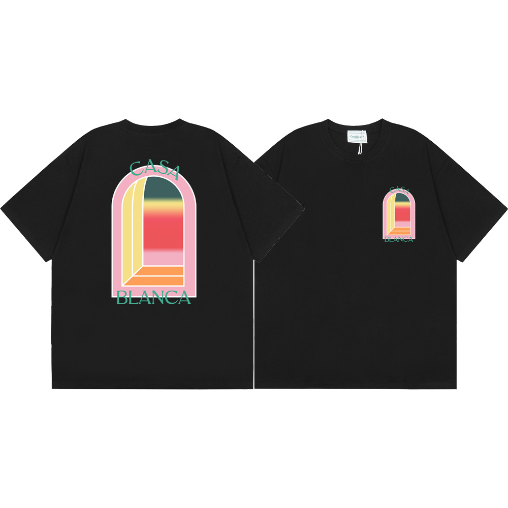 Casa Casablanca manga corta versión correcta ins camiseta de algodón casual de la marca de moda de nicho europea y americana de algodón de la calle