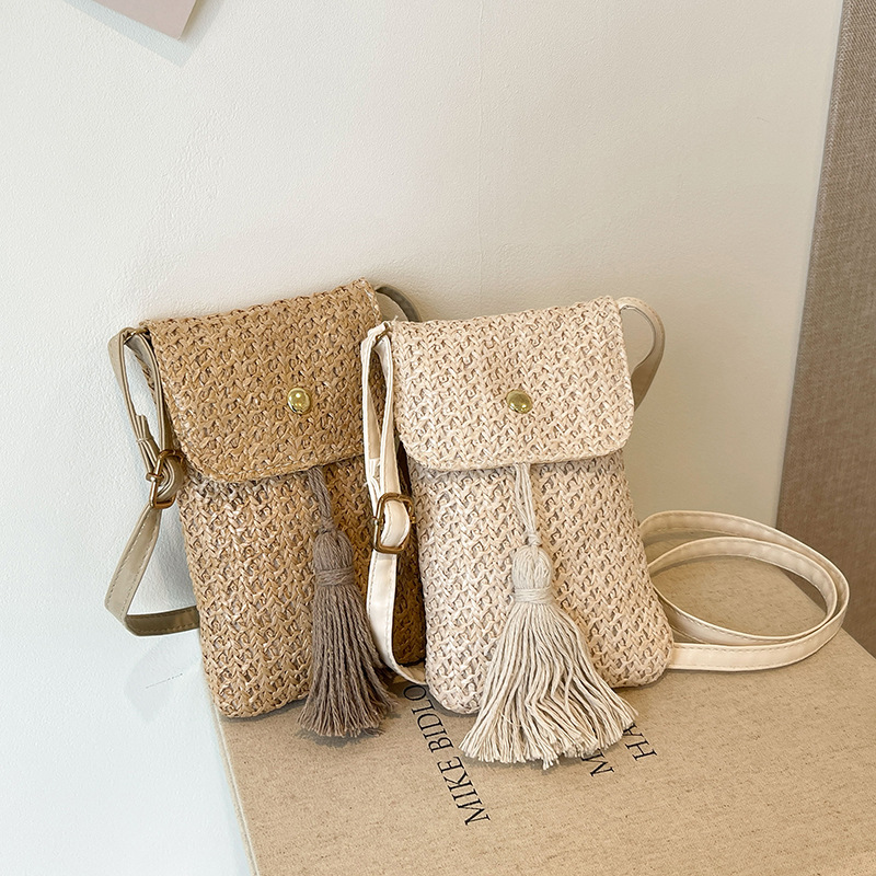 2024 verano nuevo Japón y Corea del Sur ins comercio exterior amazon borda mochila tejido de paja bolsa de mujer transfronteriza bolsa móvil