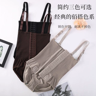 跨境高腰收腹裤束腰三排扣塑身连体衣女吊带可调节提臀塑型紧身裤