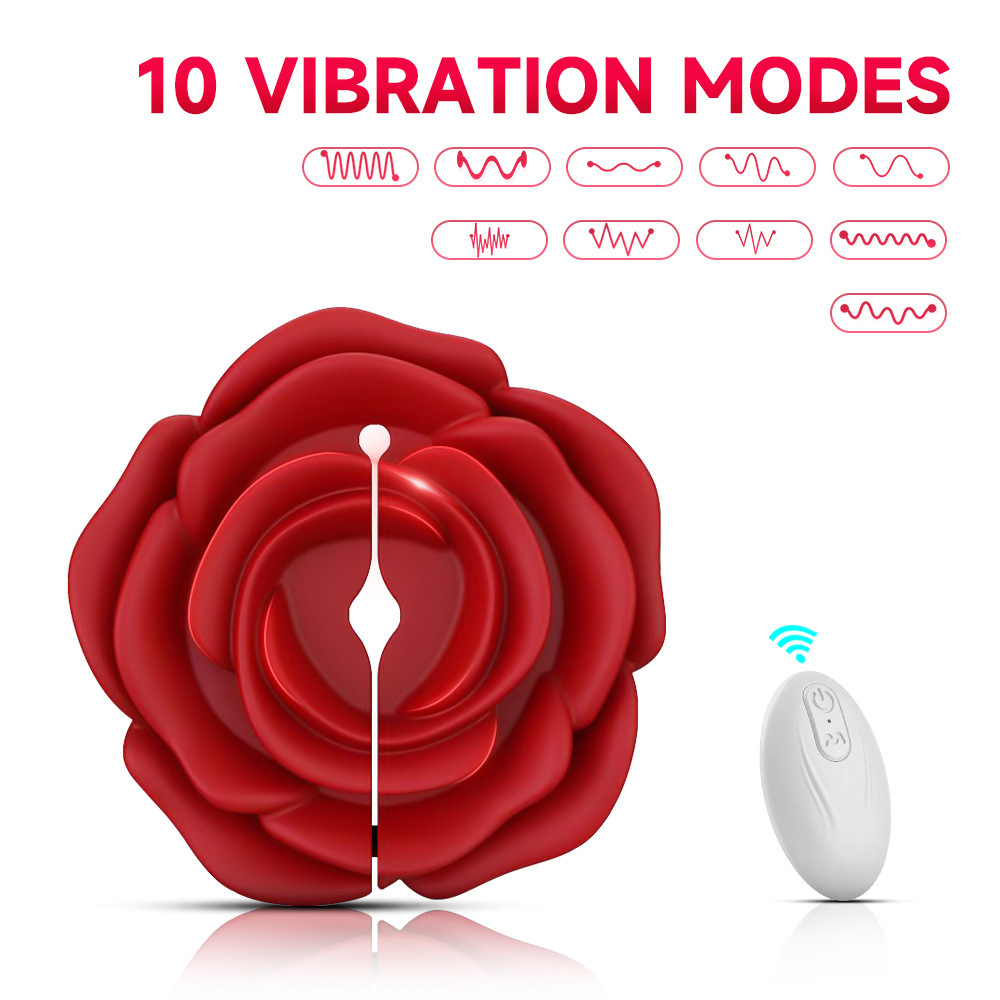 Remote Control Rose Vibrating Clamps, 10-Frequency USB Rechargeable Nipple & Labia Massager — detail image 3