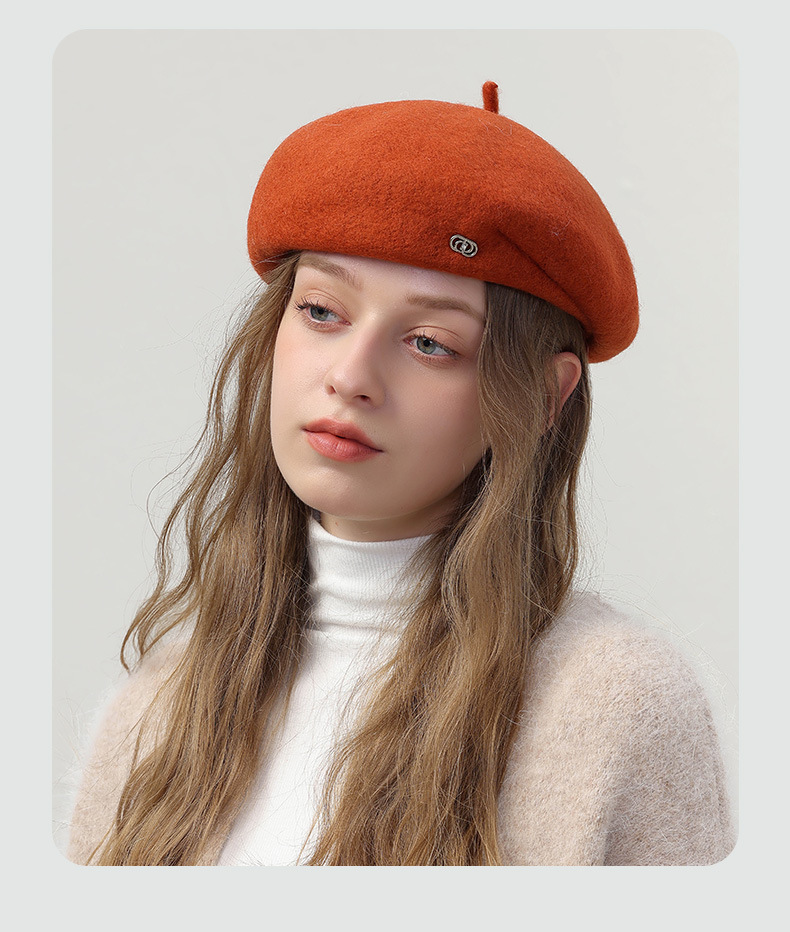 New Hat Japanese British Retro Wool Beret Women's Autumn And Winter Painter Hat Show Face Small Korean Version Versatile Warm Hat_voghion.com