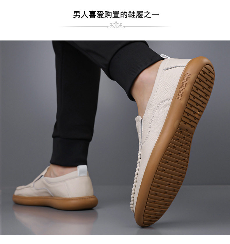 Giày lười nam da bò thật mềm đế bằng kiểu dáng đơn giản — quần kaki, trắng, đen chi tiết 22
