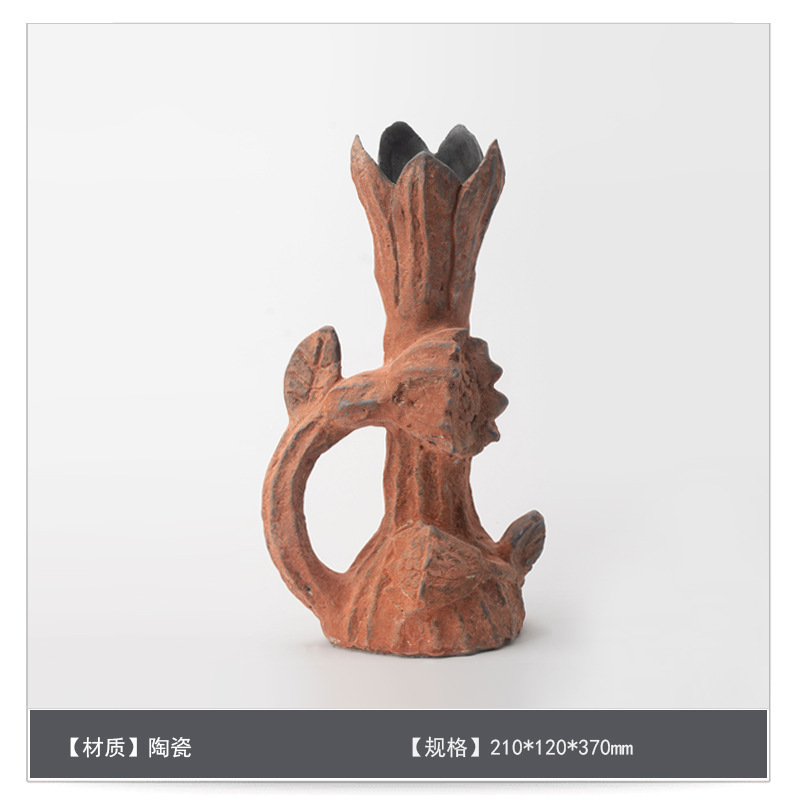 中世スタイルのセラミックフラワー花瓶装飾アートB&Bモデルルームゲストテーブルハイエンドフラワーアレンジメント装飾|undefined
