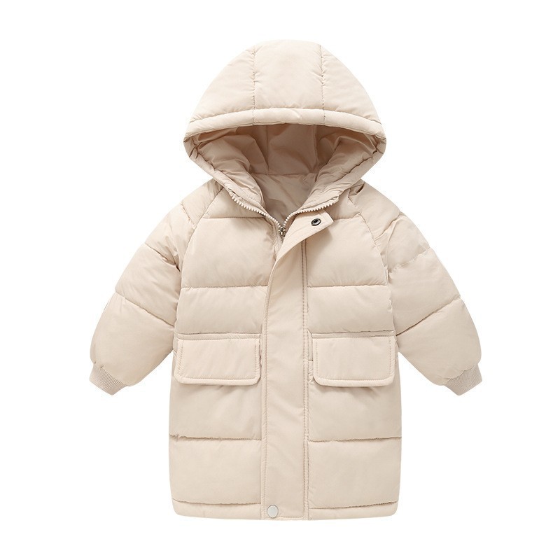 Abrigo acolchado de algodón para bebés Chaqueta de plumas para niños de estilo occidental engrosada para niños de media longitud para niños sobre la rodilla Chaqueta de plumas para niños medianos y grandes para niñas