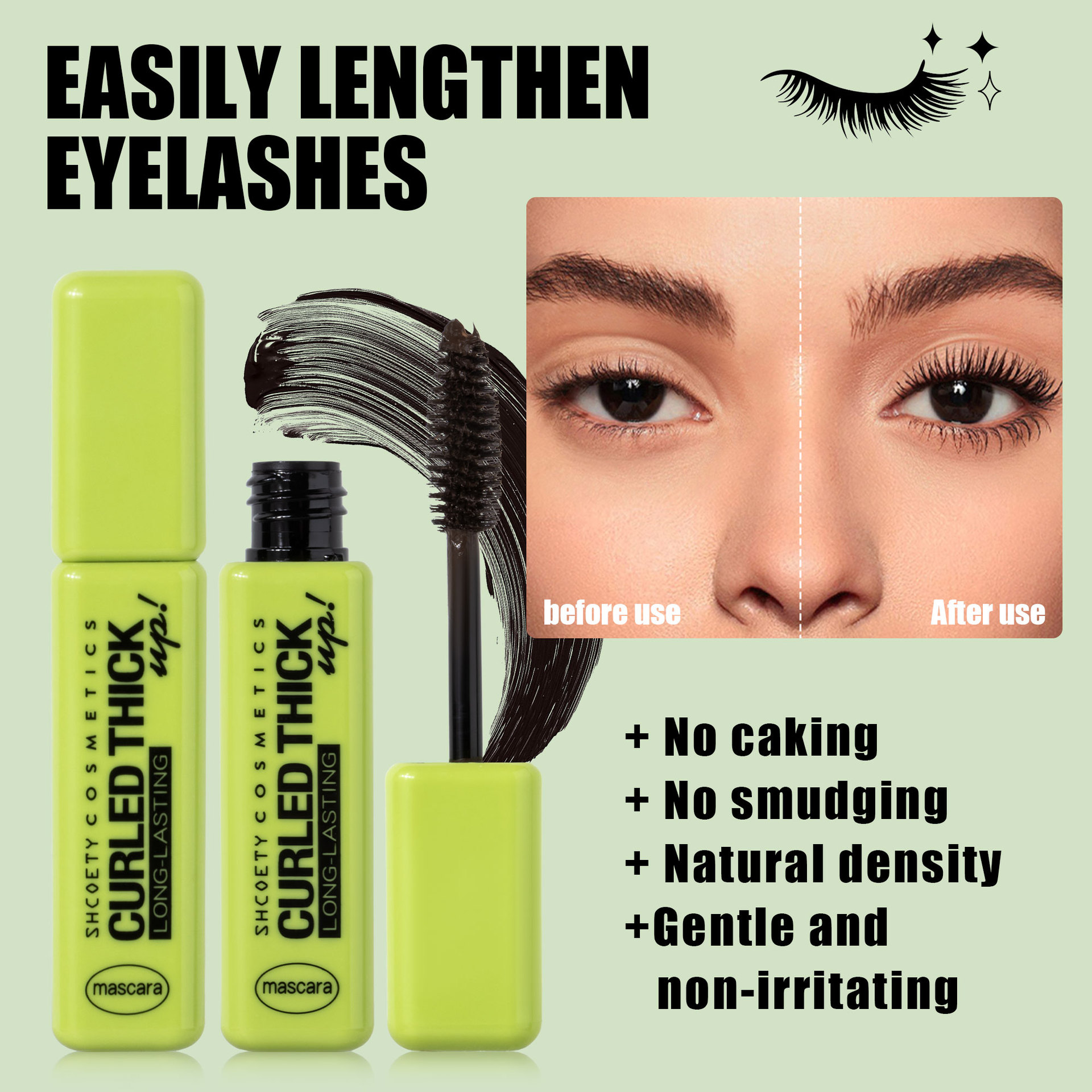 SHCOETY Cross-border 7D Mascara is waterproof, does not smudge, naturally slender, thick, long-lasting, and curls eyelashes as a base undefined
