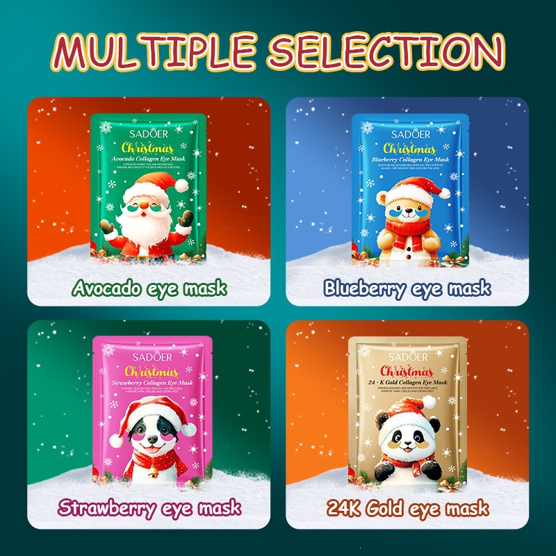 All-English Eye Mask Sadoer Christmas Strawberry Collagen Eye Mask Moisturizing Eye Mask Cross-Border Foreign Trade Wholesale