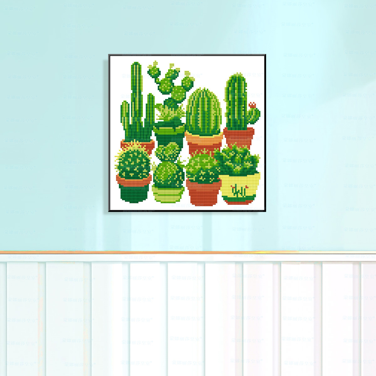 Mona Lisa Royal Crosspointed variedad de cactus plantas modernas minimalistas sala de estar decoración de entrada bordado de hilo a mano image 4