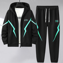 加肥加大青少年运动卫衣外套男套装连帽搭配大码秋冬帅气初中学生