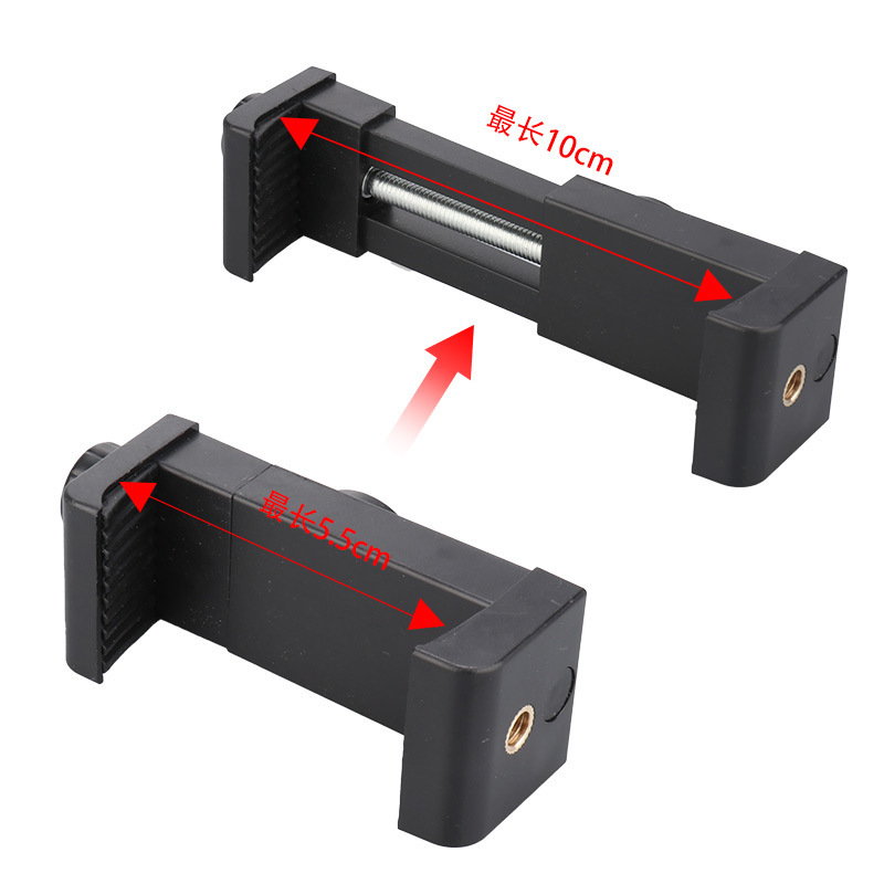 Selfie Phone Live Streaming Clip, Dual-Hole Clamp with Tightening Knob, Phone Clip with 1/4 Screw for Extreme Sports