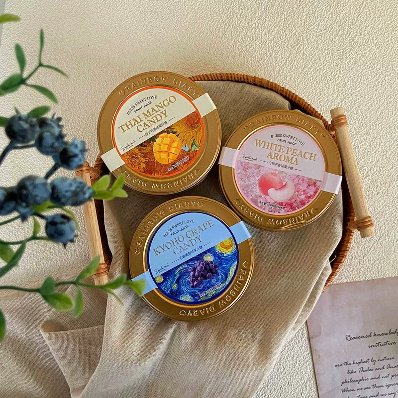 Rainbow diary white peach -flavored grape juice sugar hard sugar 68g round iron box full moon wedding group gift happy sugar ritual