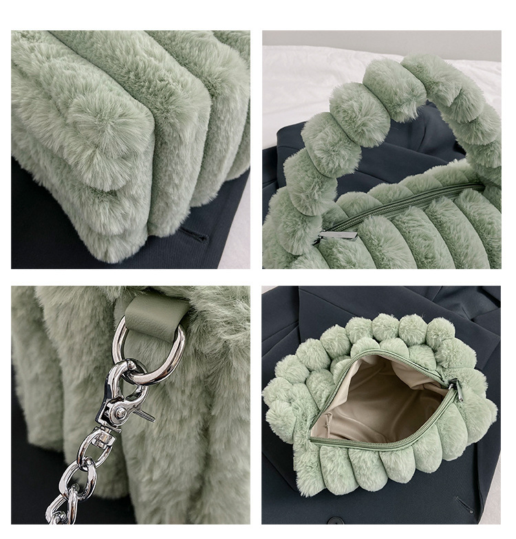 Plüschtasche für Frauen 2023 Herbst und Winter neue Mode einfache Damenhandtasche koreanischen Stil Temperament Damen pelzige Umhängetasche_voghion.com