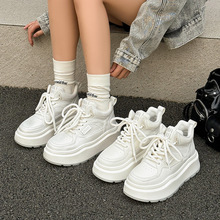 厚底高帮鞋女2025秋冬新款真皮网红爆款小个子加绒休闲运动板鞋女